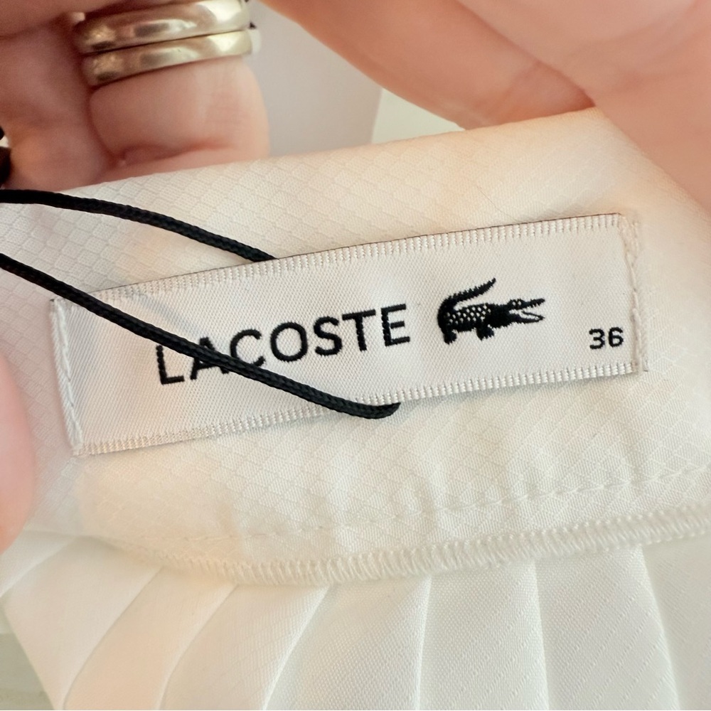 Lacoste White Pleated Midi Skirt Preppy Size FR 36 / US 4 NWT - Picture 4 of 9
